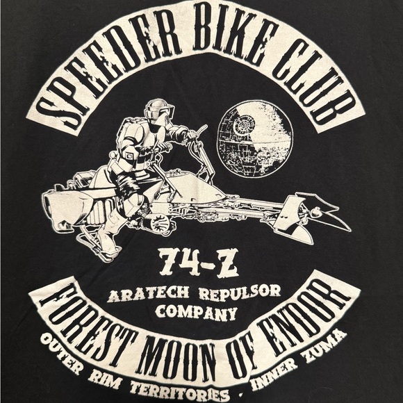 Star Wars Vintage Black and White Speeder Bike Club Tee - Picture 2 of 5